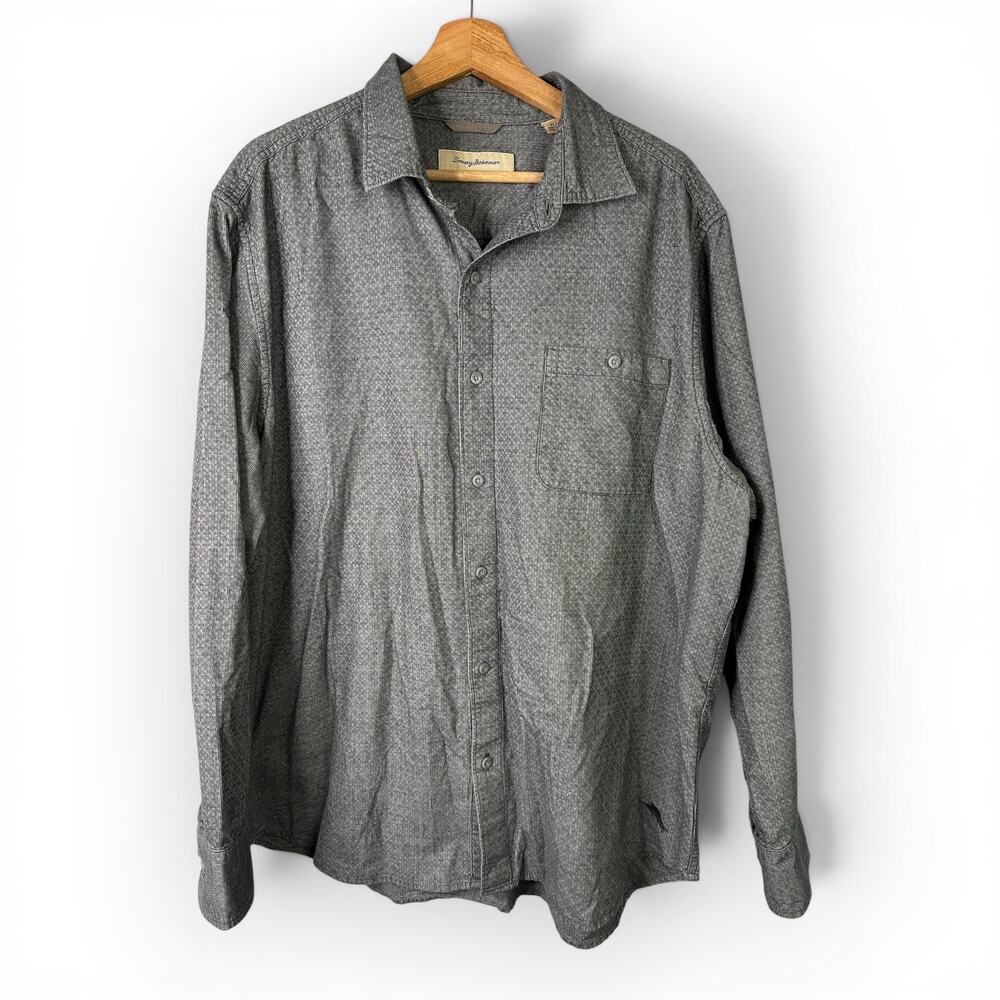Tommy Bahama Men’s XL Gray Corduroy Long Sleeve Button‑Down Shirt 100% Cotton